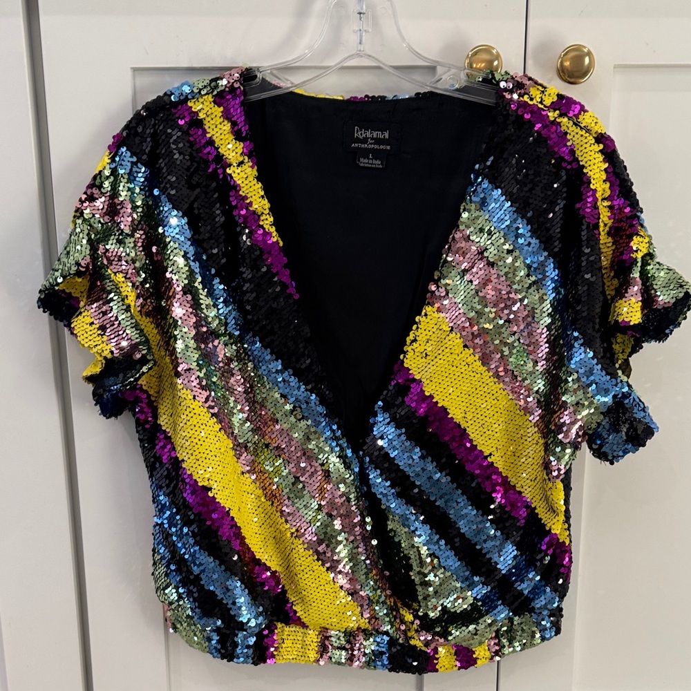 Rdalamal for Anthropologie Sequins Top L